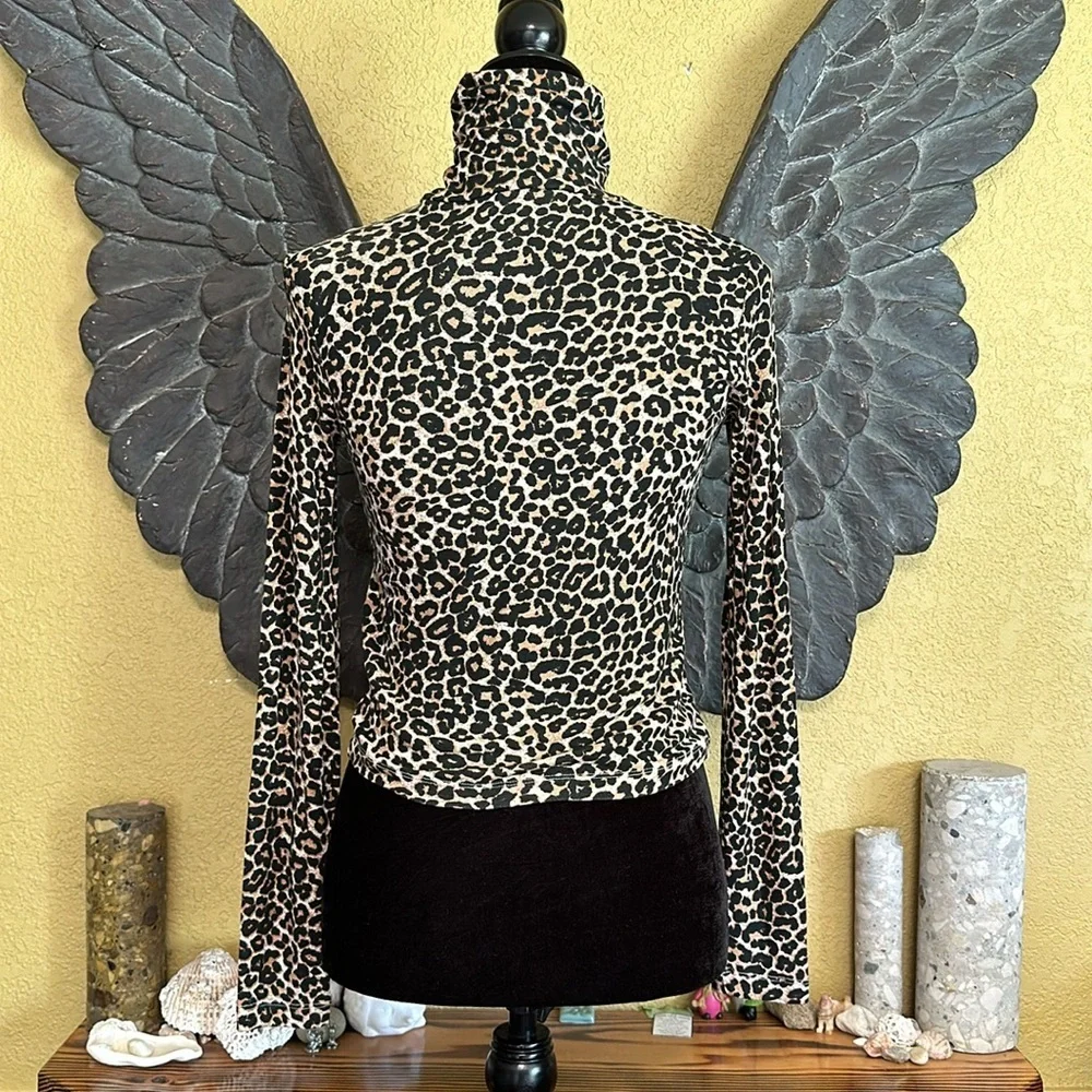 Zara Animal Print Turtle Neck Longsleeve Crop Top - Picture 5 of 7